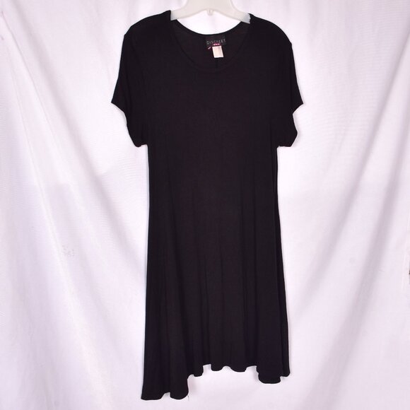 Descreet Little Black Flare Dress Midi Size Large - Picture 1 of 7